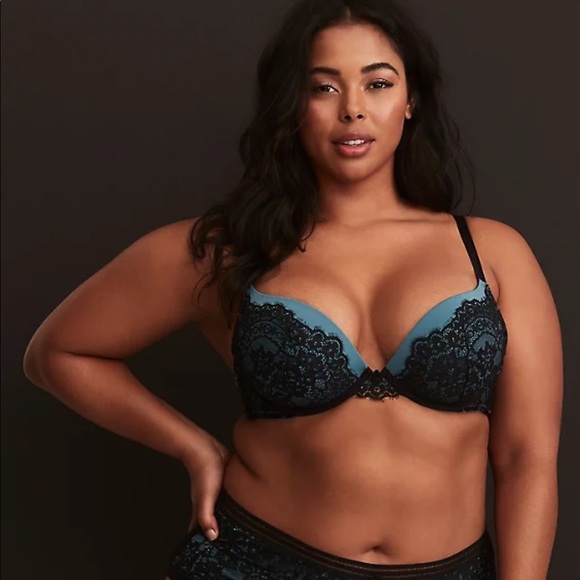 Torrid Sage Eyelash Lace Push-up Plunge Bra 40DD - Picture 12 of 15